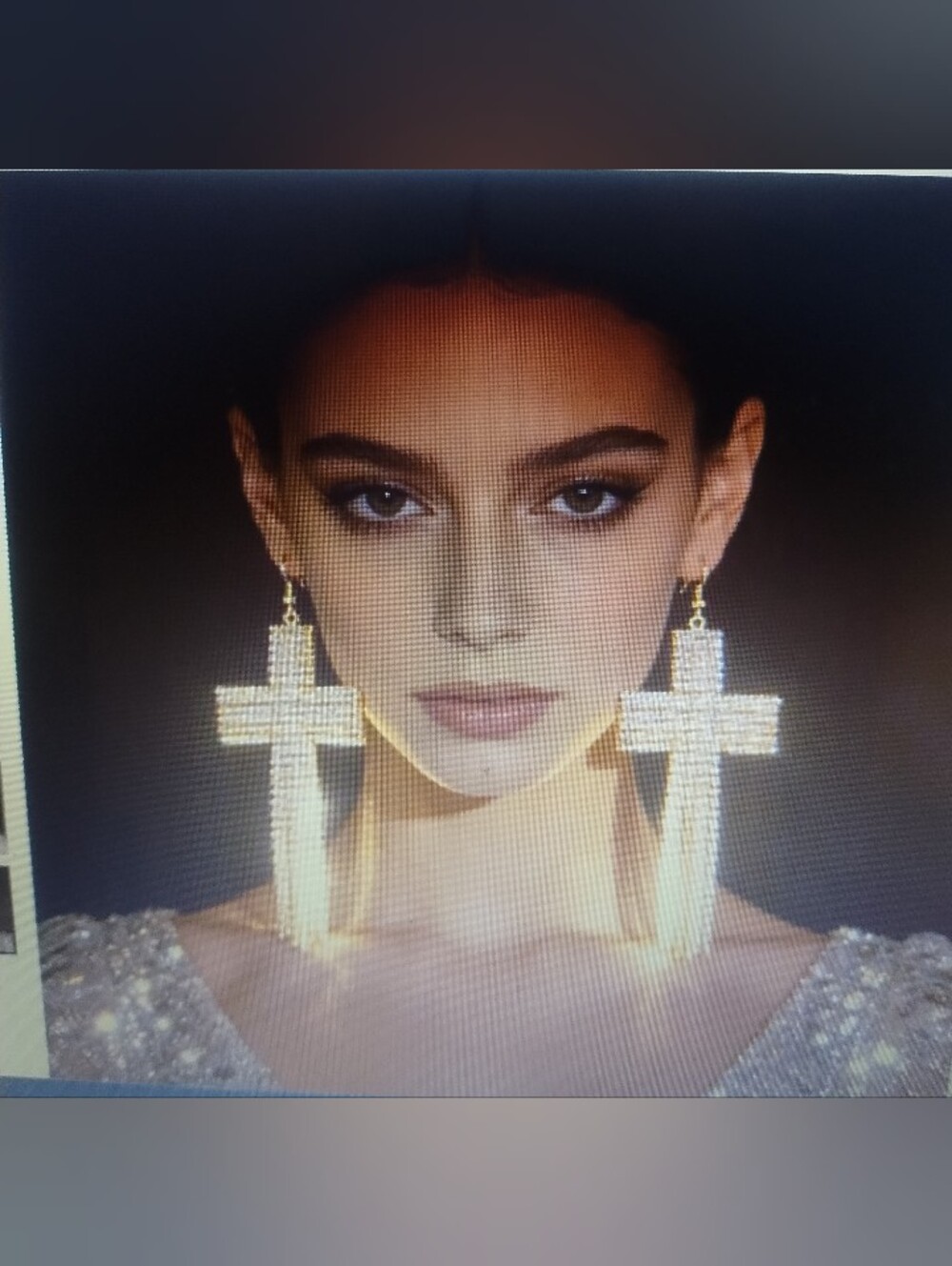 Gold Crystal Cross Fringe Drop Earrings - Elegant Women Jewelry